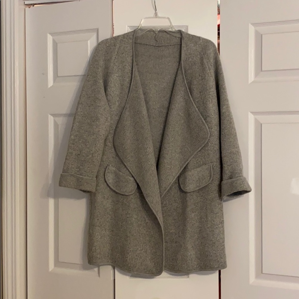 Gray long sweater jacket
